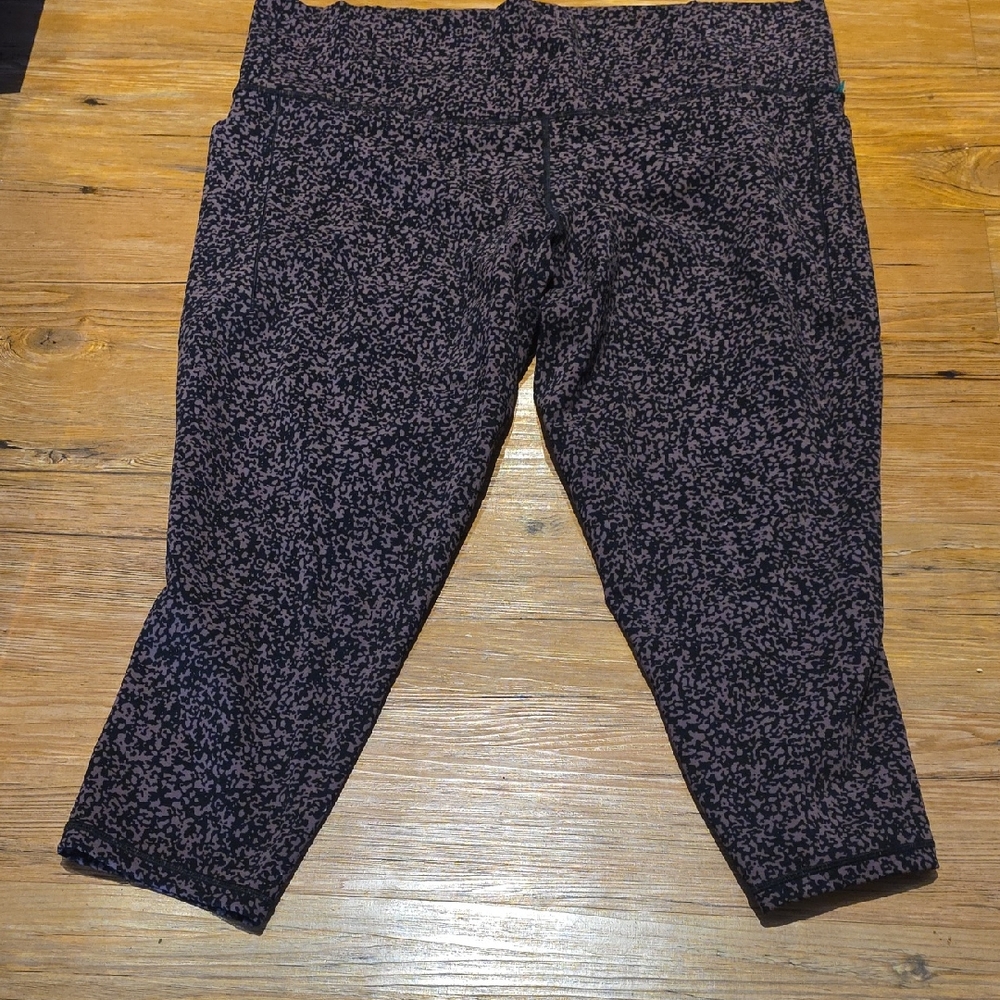 Athleta Black and Purple Patterned Leggings Sz3X